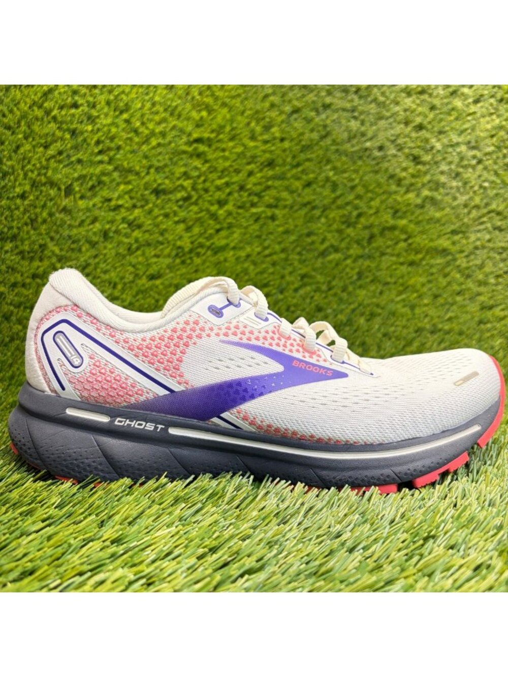 Brooks Ghost 14 Womens Size 8.5 White Purple Athletic Running Shoes Sneakers